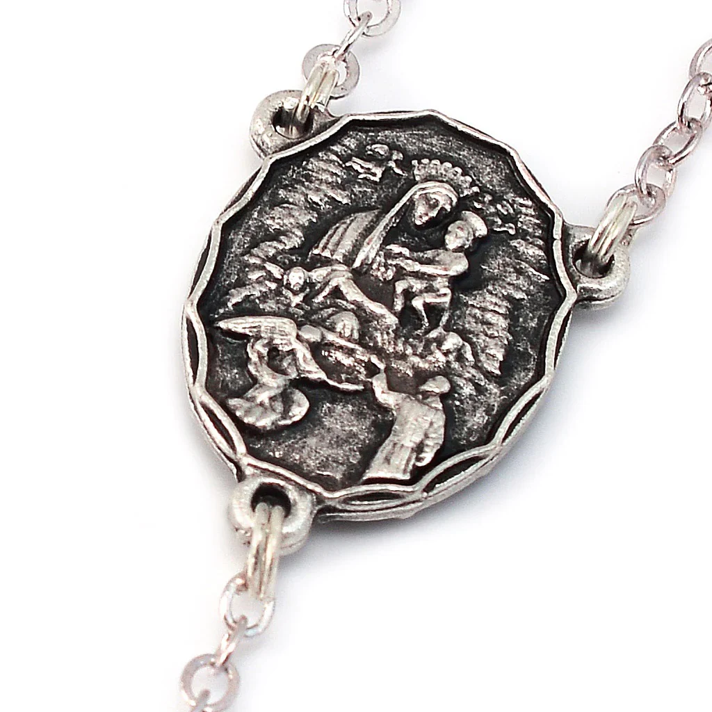 Antique Silver & Wood St. Padre Pio Rosary - Image 3