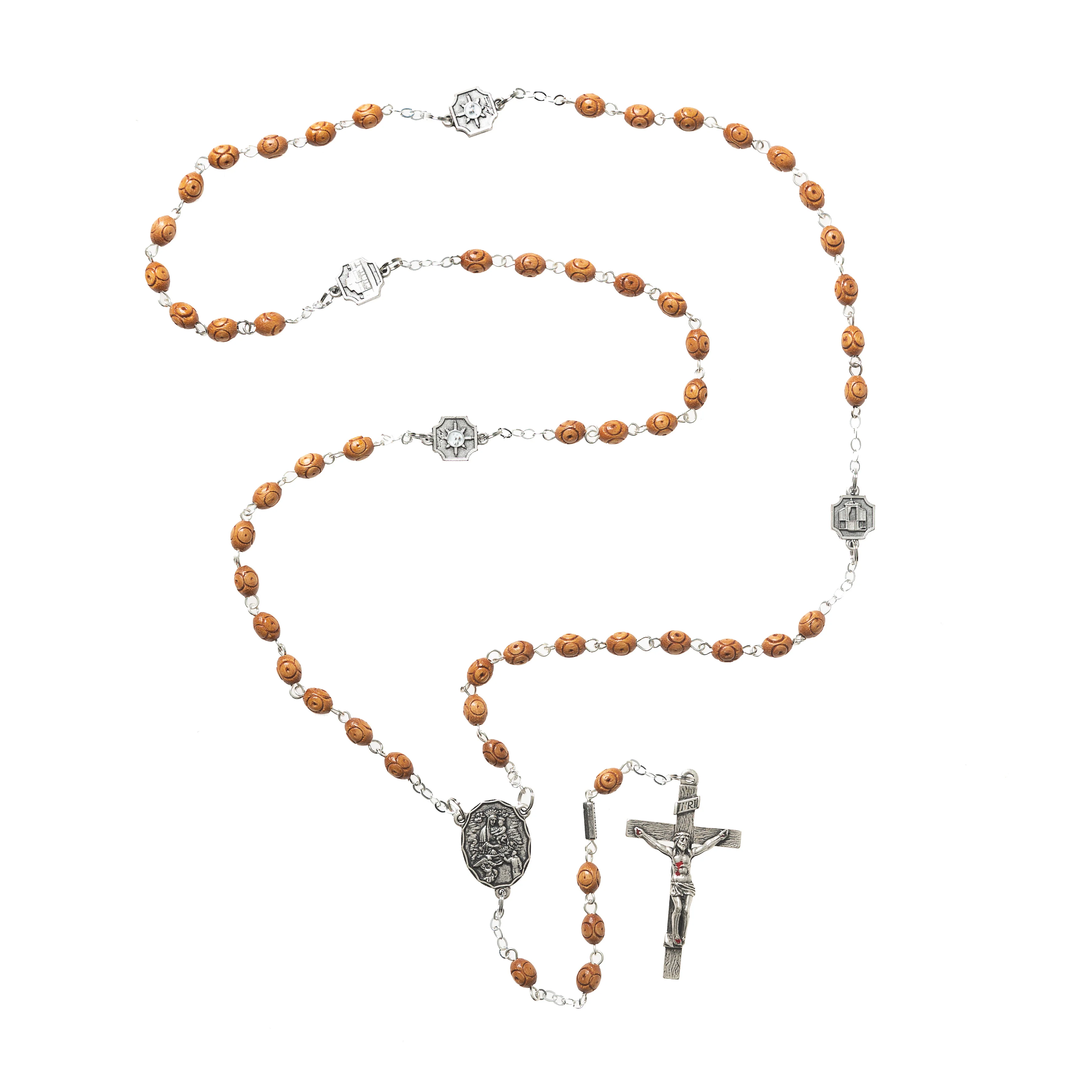 Antique Silver & Wood St. Padre Pio Rosary - Image 7