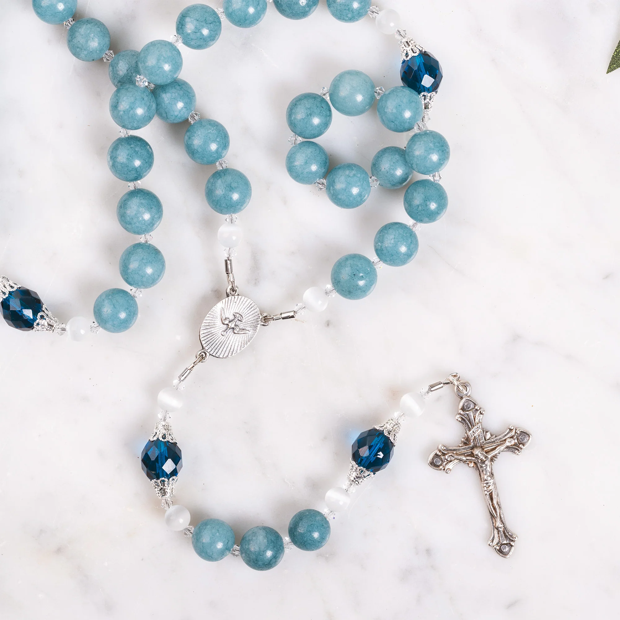 Blue Quartz & Swarovski Crystal Chaplet of Conversion - Image 5
