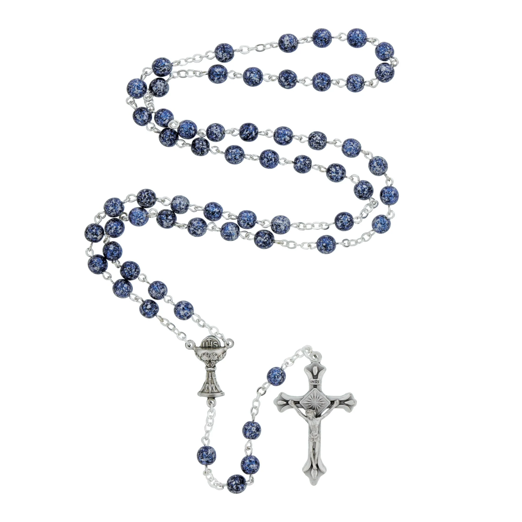 Blue Speckled First Communion Rosary - Image 2