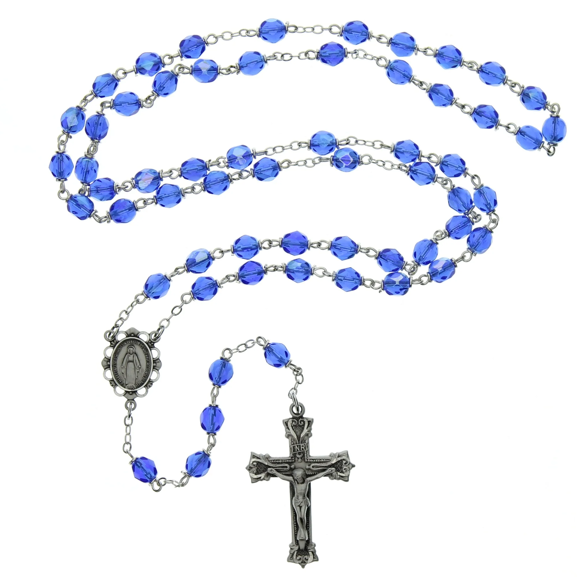 Bohemian Glass Birthstone Rosary - Sapphire / September - Image 3