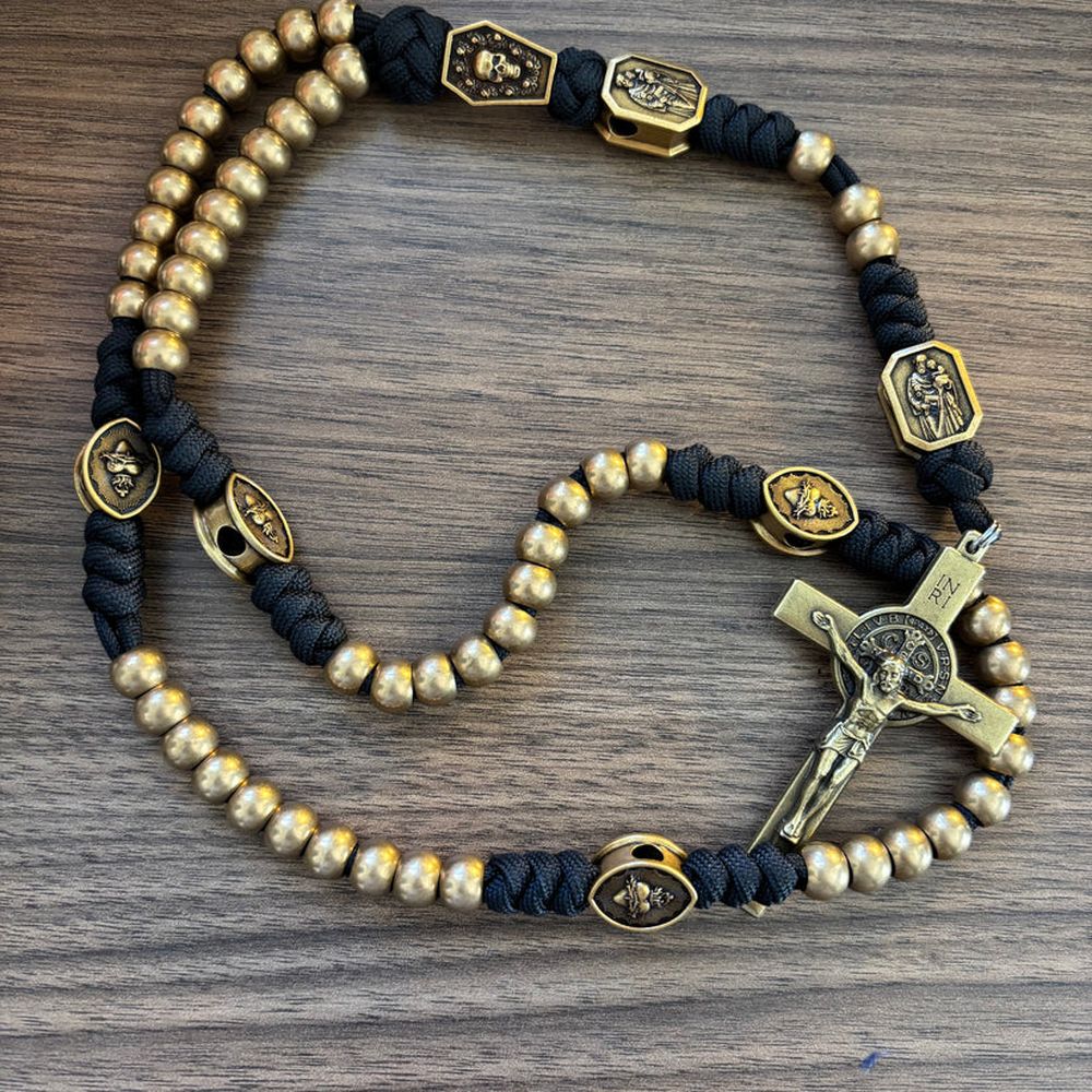 Brass Handcrafted Memento Mori Rosary - Image 4