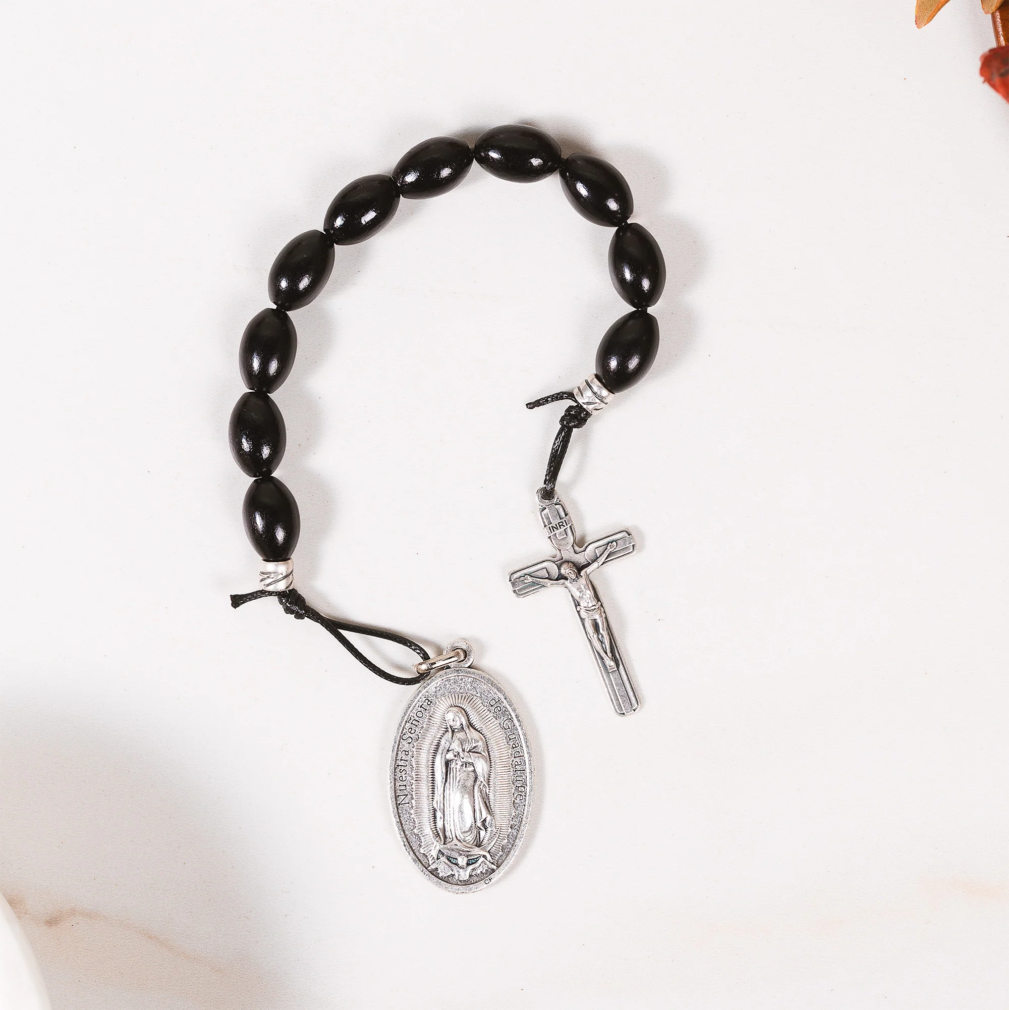 Dark Brown St. Joseph One Decade Rosary Tenner & Prayer Card - Image 2