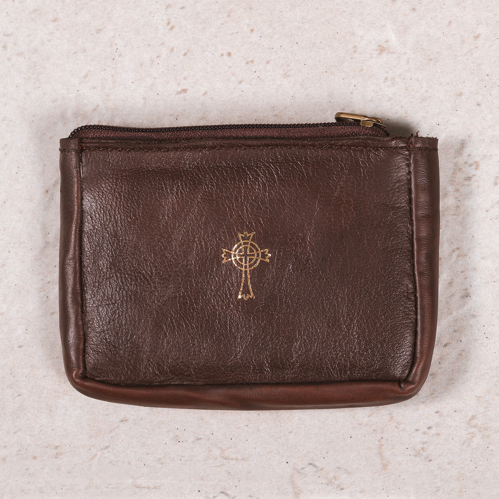Double Zipper Leather Rosary Case & Keychain - Brown or Black - Image 2