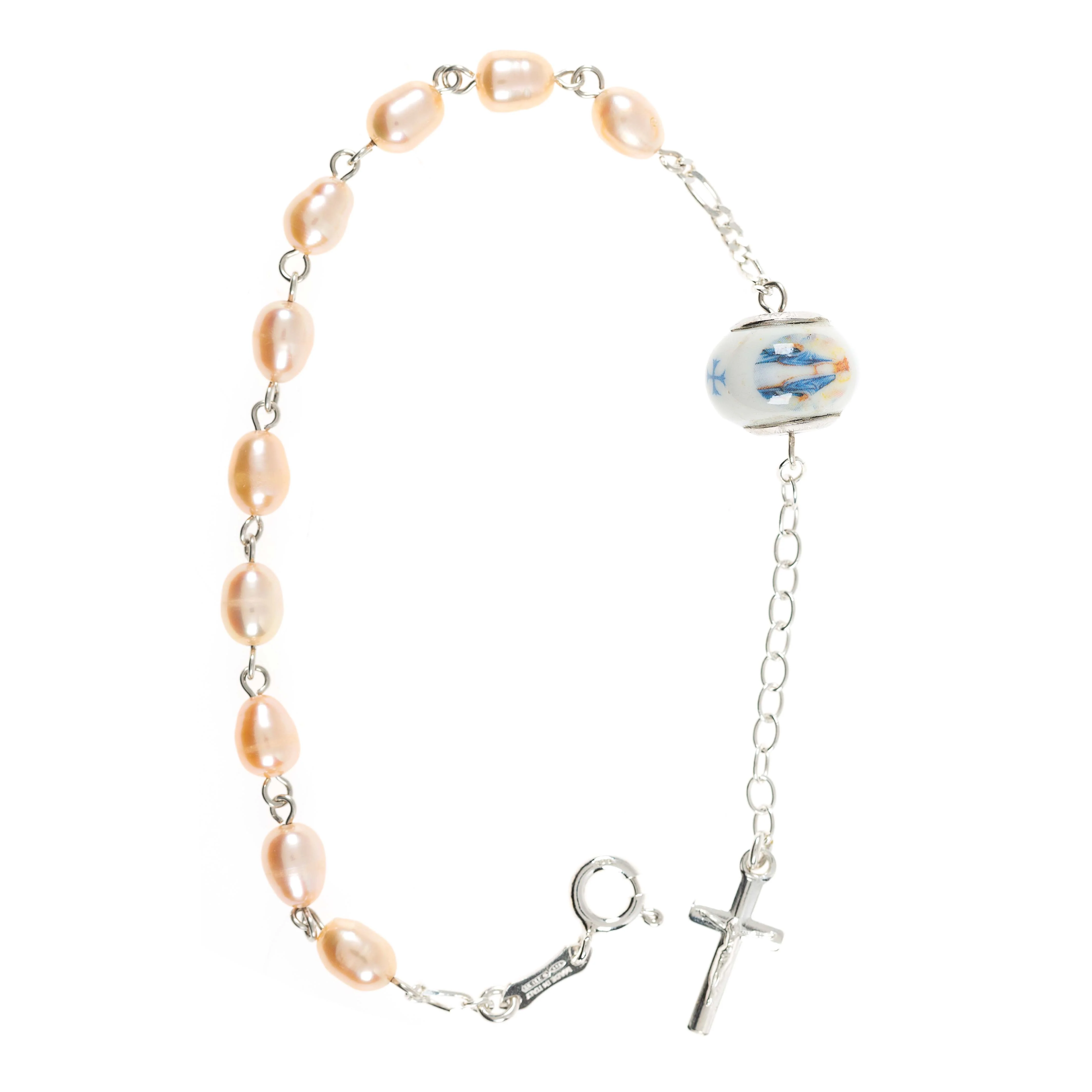 Freshwater Pearl & Miraculous Rosary Bracelet