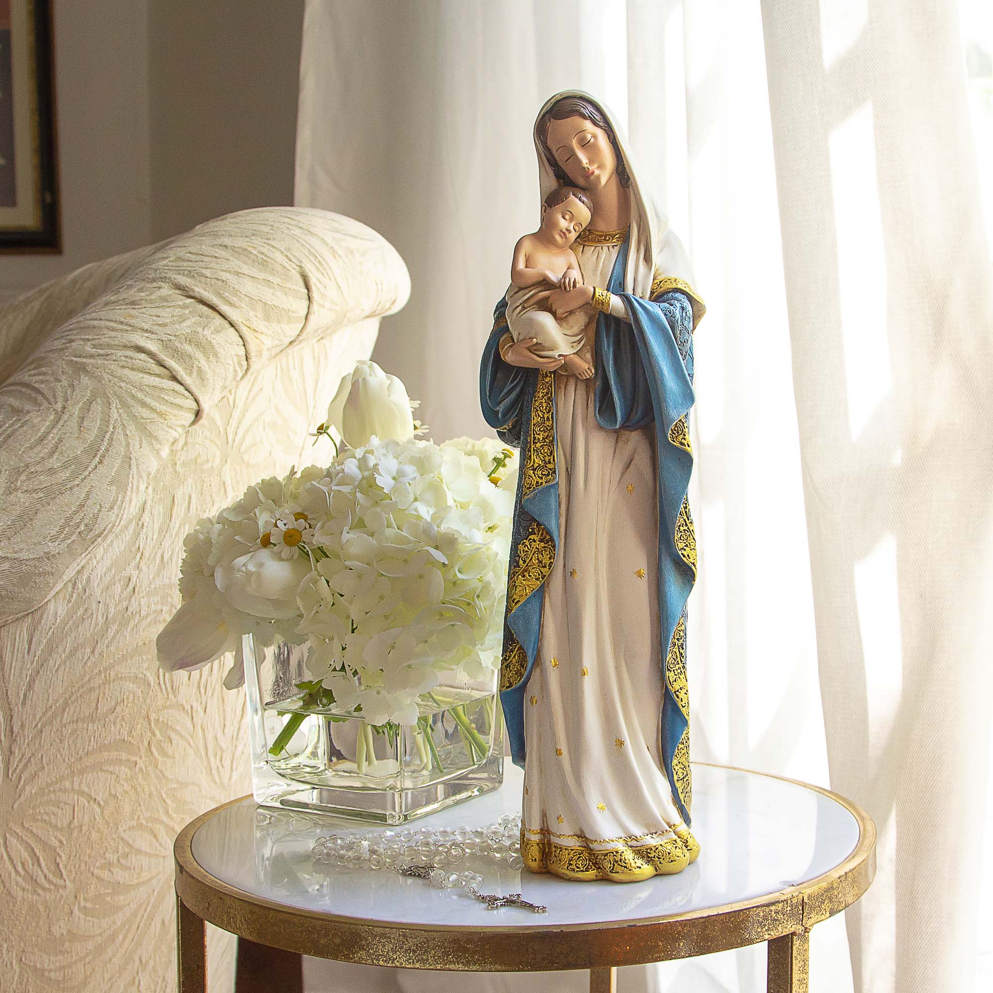 Gilded Madonna & Child Statue - Multiple Sizes