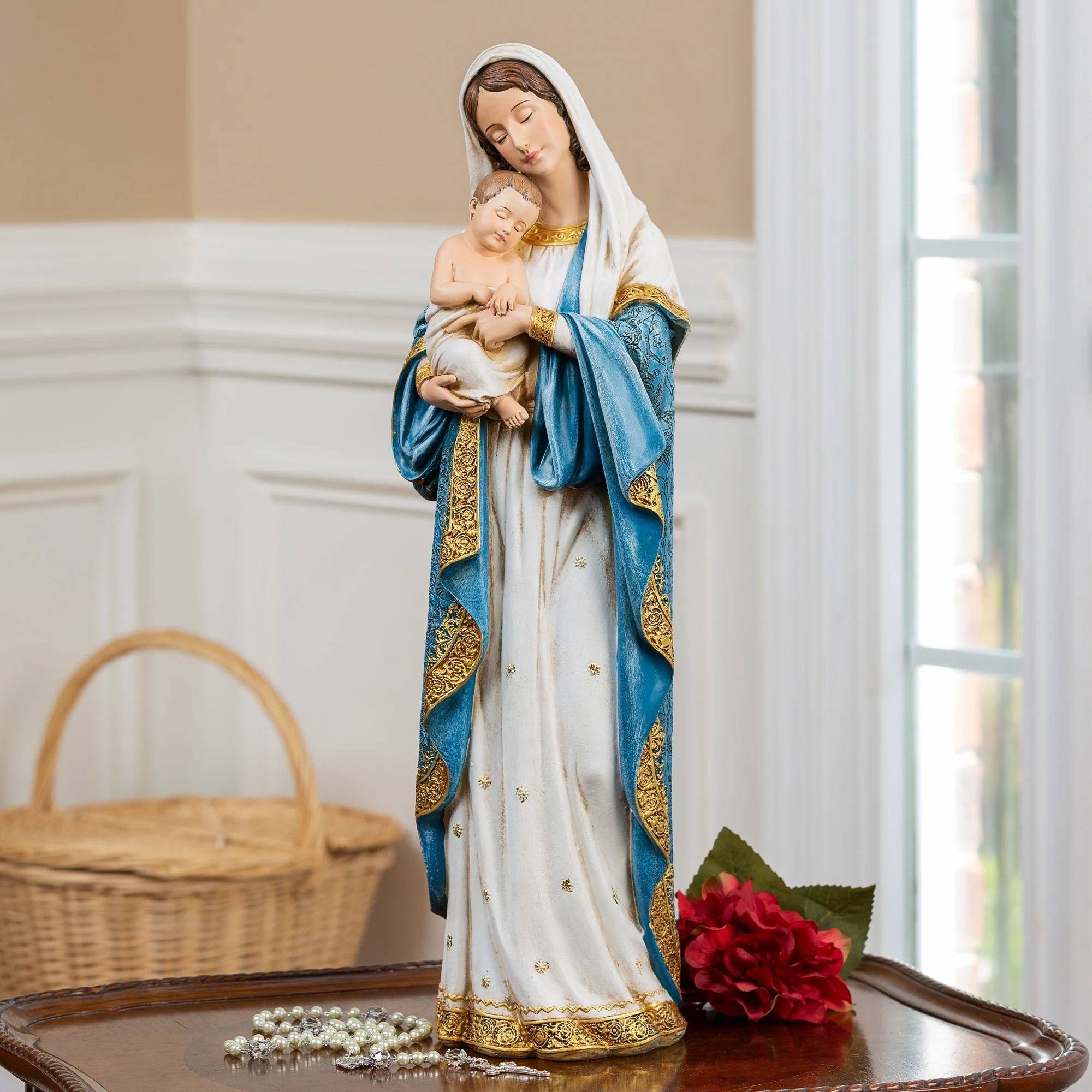 Gilded Madonna & Child Statue - Multiple Sizes - Image 10