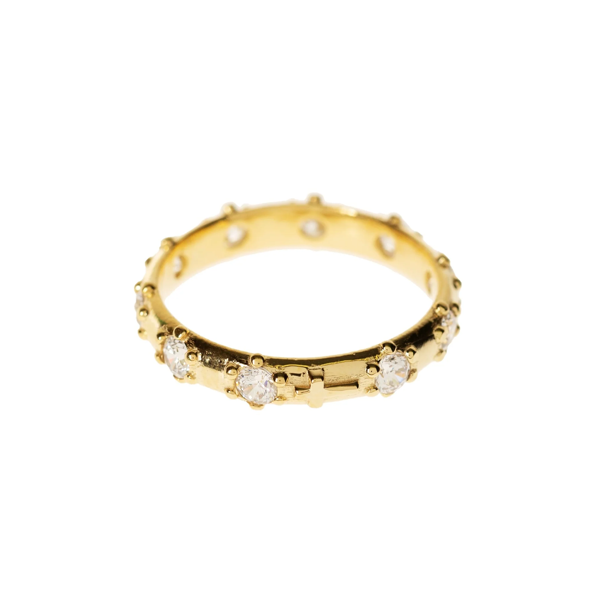 Gold Rosary Ring with Cubic Zirconia - Image 2