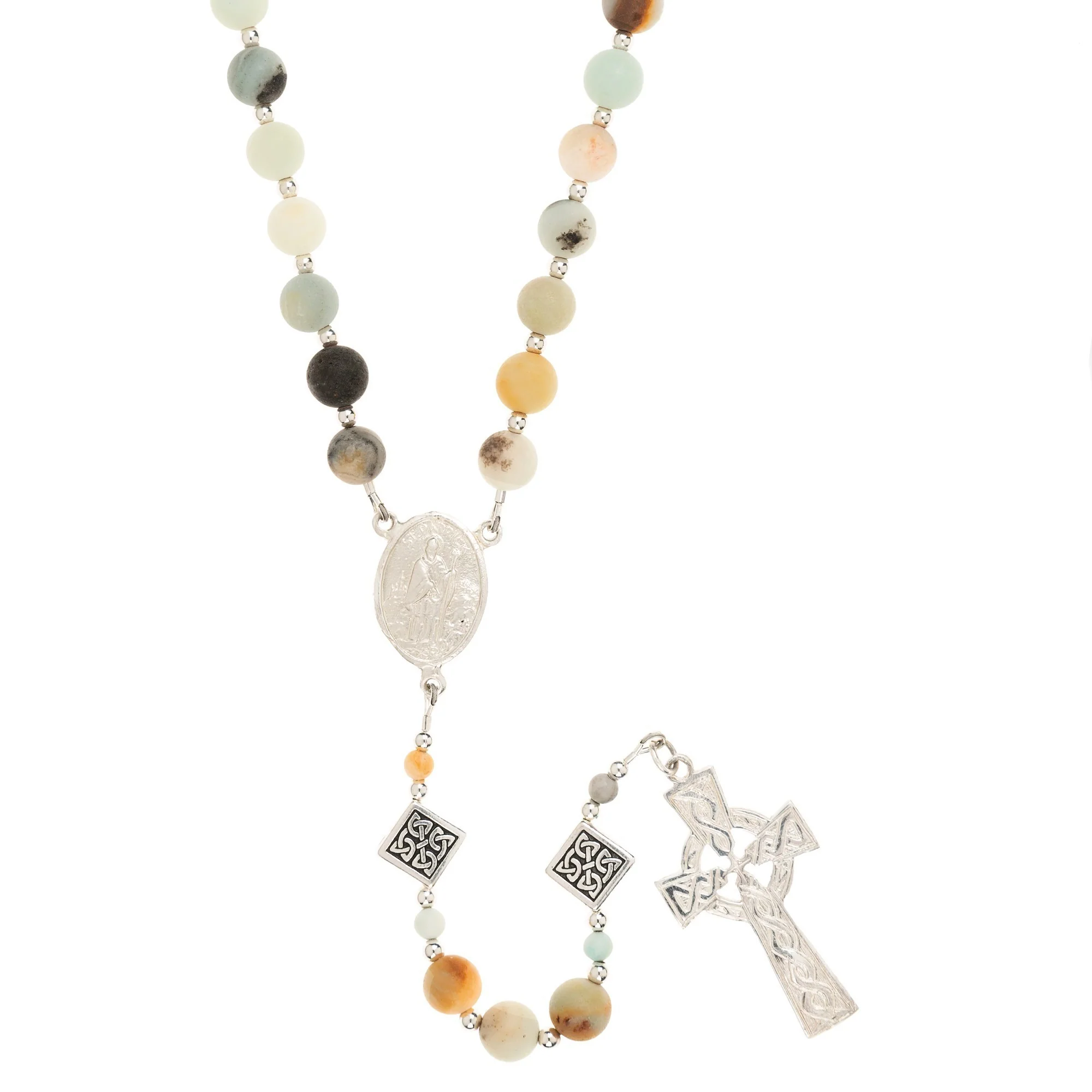 Irish Rosary with Sterling Silver Centerpiece and Cross