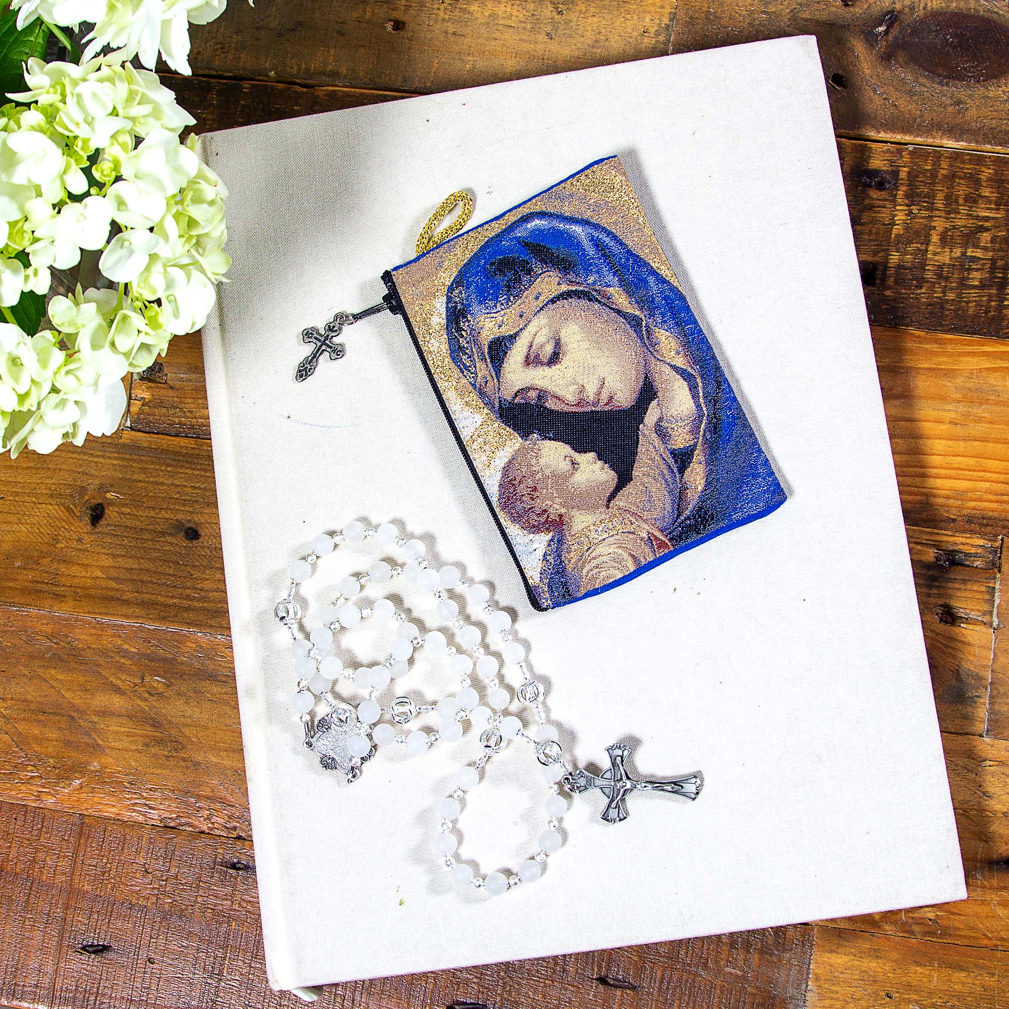Madonna & Child Rosary Tapestry Pouch