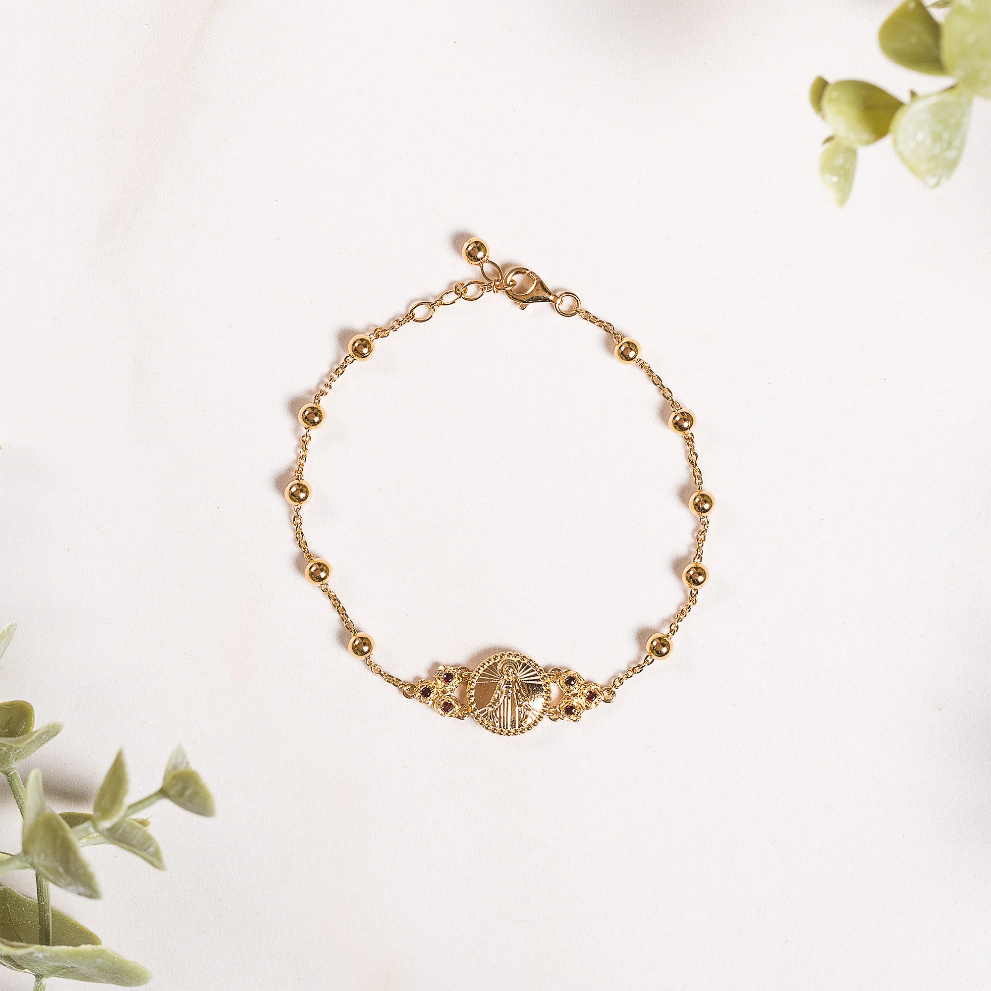 Miraculous Medal with Roses Rosary Bracelet - Silver or Gold