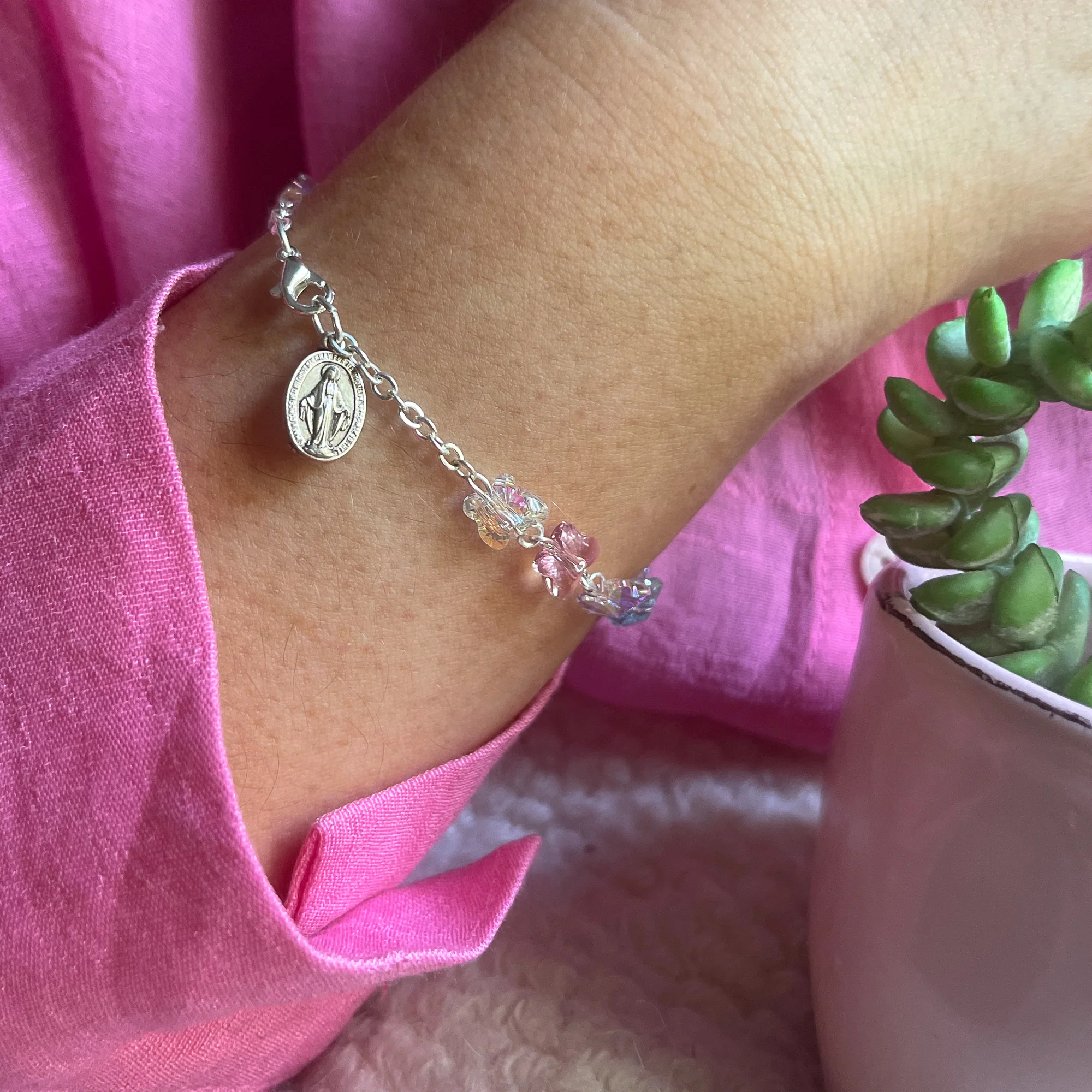 Multicolor Swarovski Butterfly Rosary Bracelet - Image 3