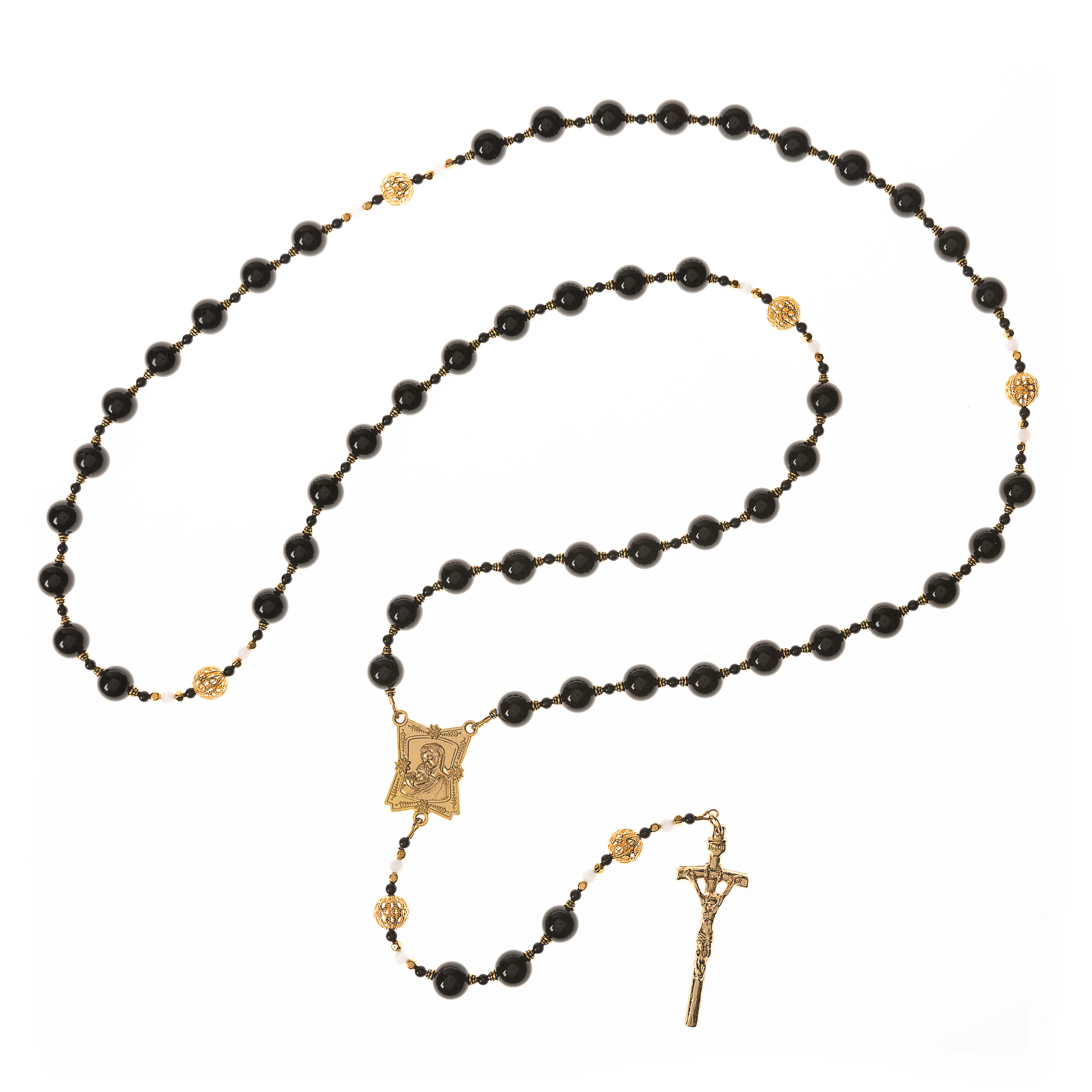 Onyx & Gold Rosary for Priests - Image 2