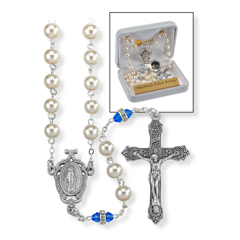 Pearl & Crystal Birthstone Rosary - Image 2