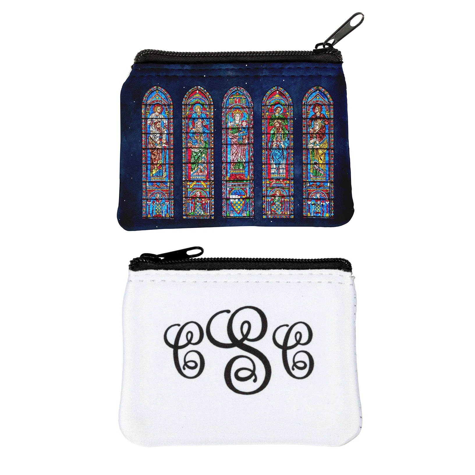 Personalized Chartres Cathedral Stained Glass Rosary Pouch - Image 2