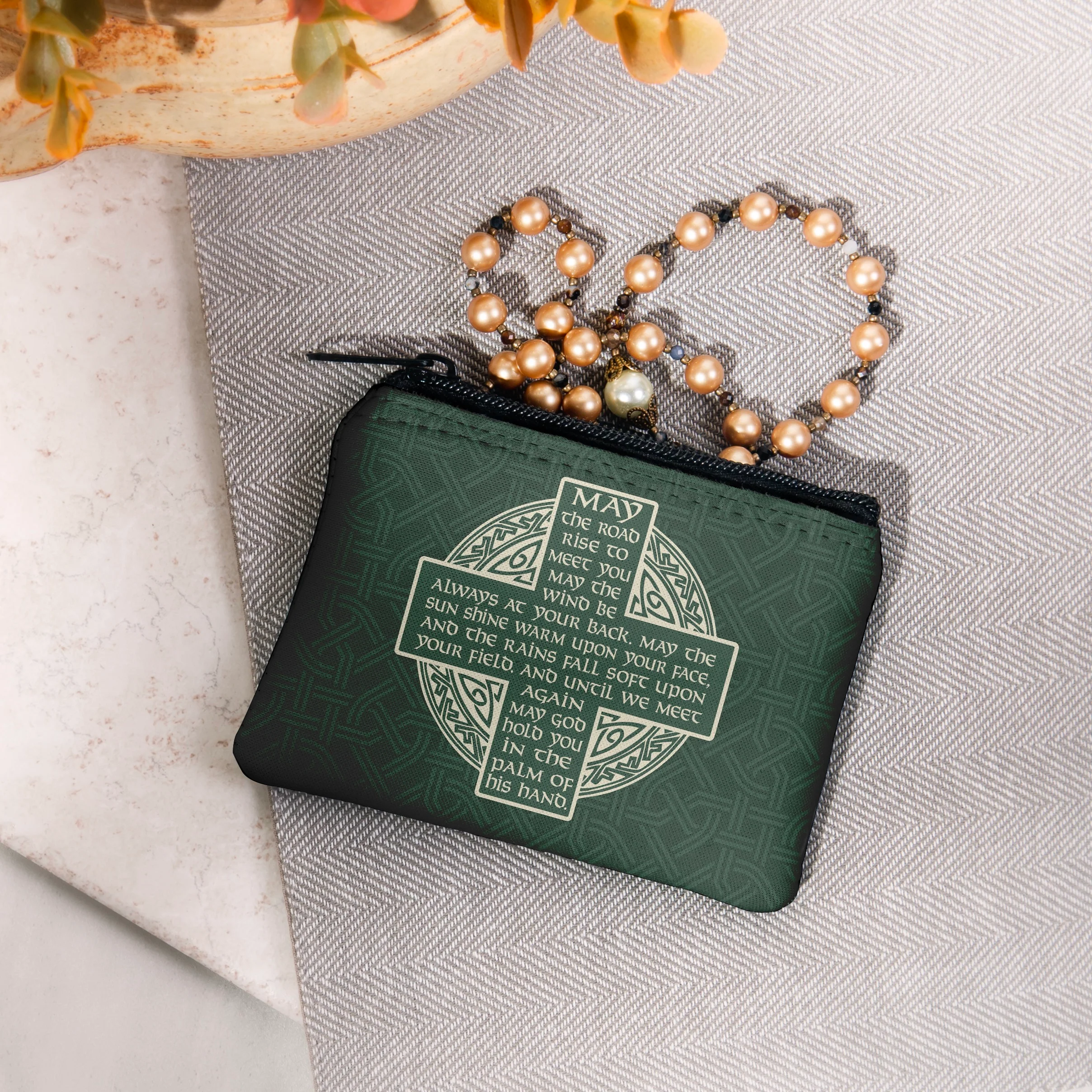 Personalized Irish Blessing Rosary Pouch