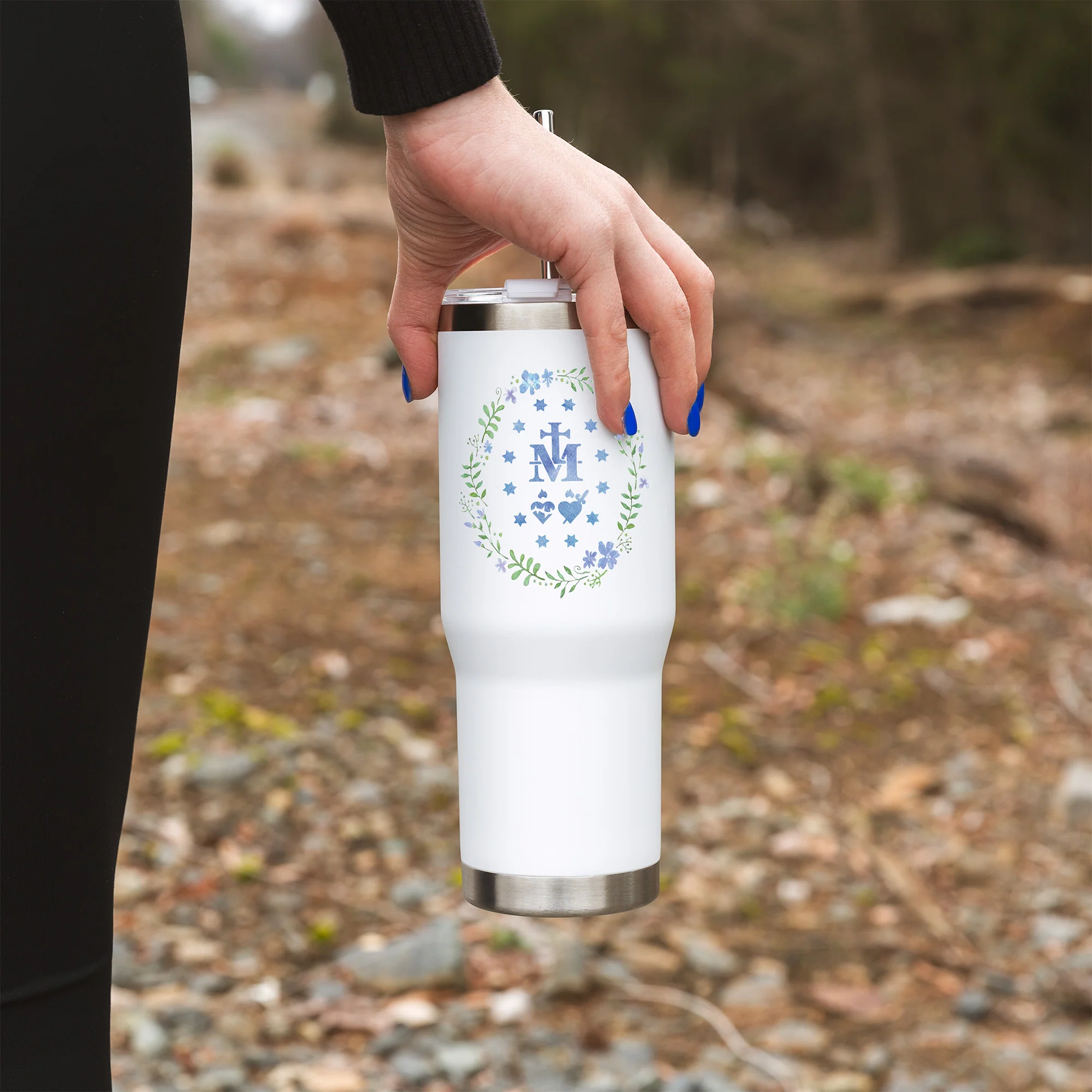 Personalized Miraculous Medal Tumbler with Straw - Image 4