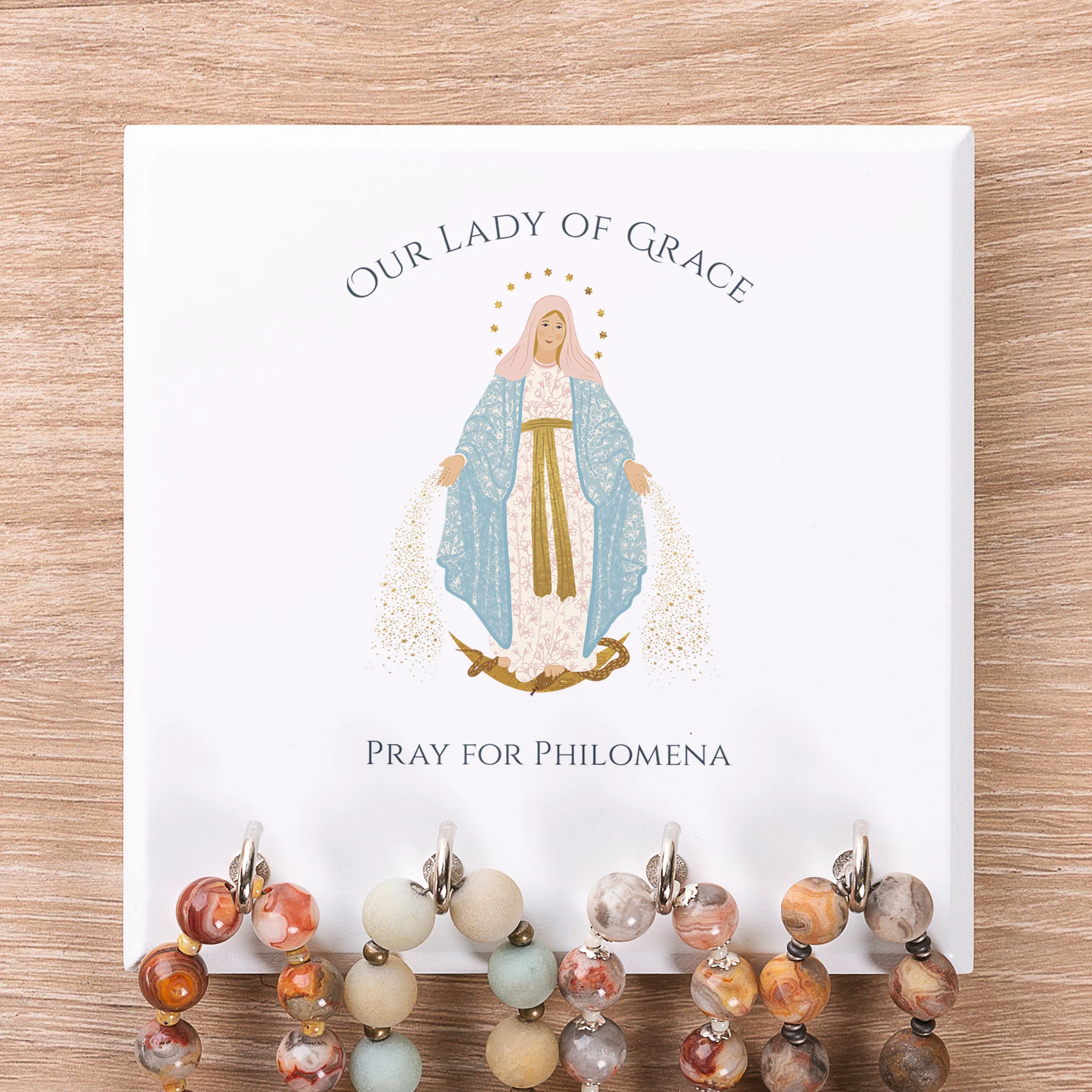 Personalized Our Lady of Grace Rosary Rack - Image 2