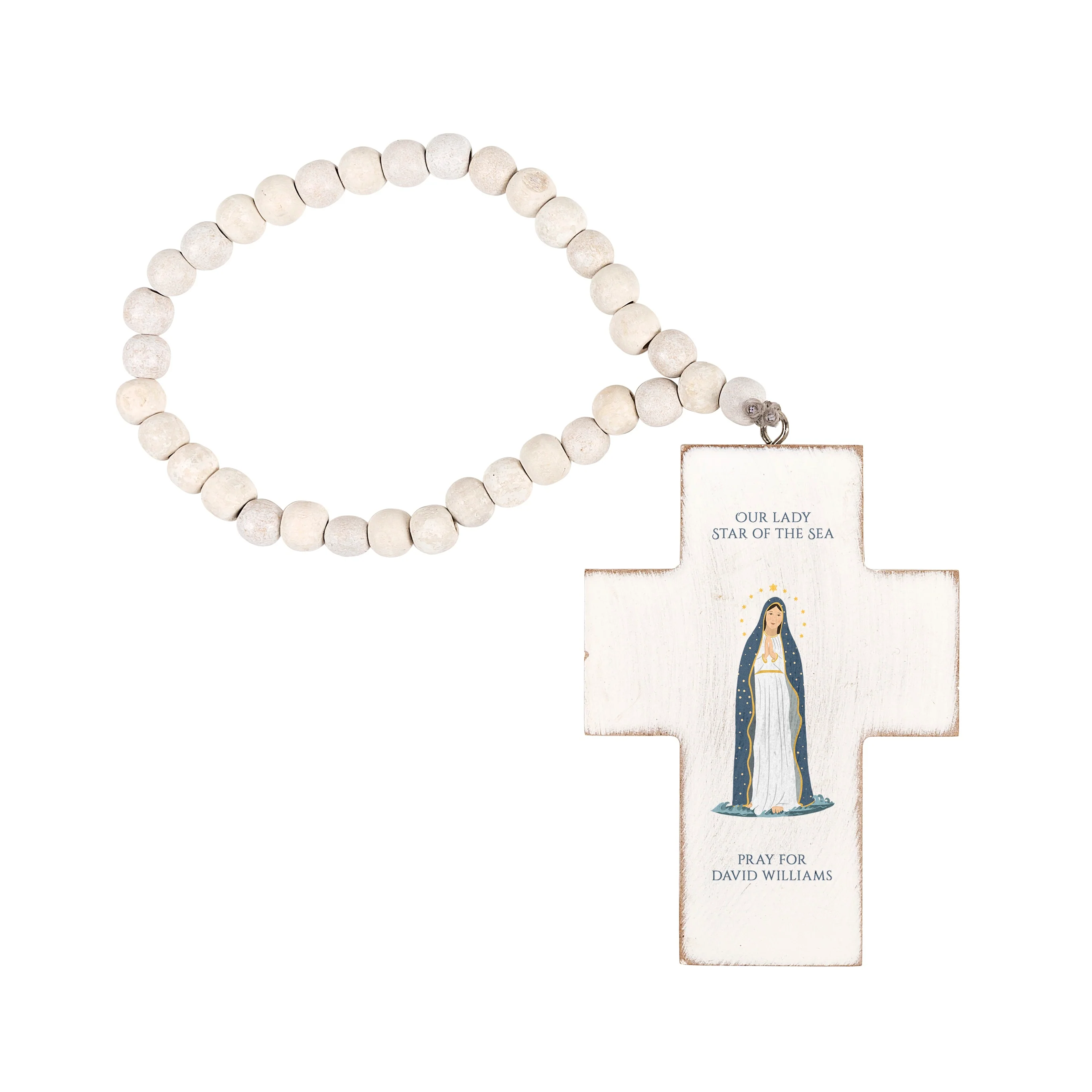 Personalized Our Lady Star of Sea Hanging Cross - Image 2