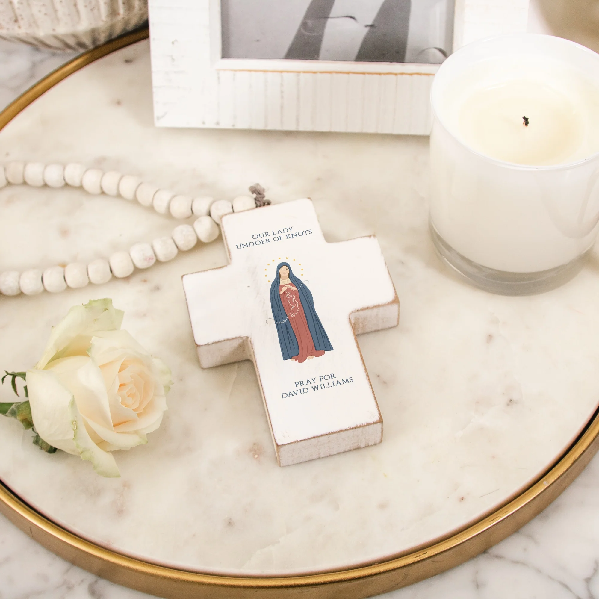 PersonalizedĀ Our Lady Undoer of KnotsĀ Hanging Cross