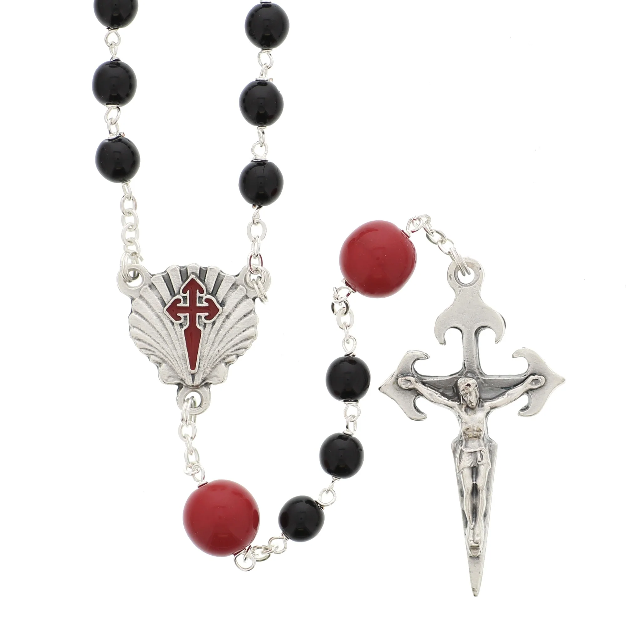 Santiago Red & Black Glass Bead Rosary - Image 2