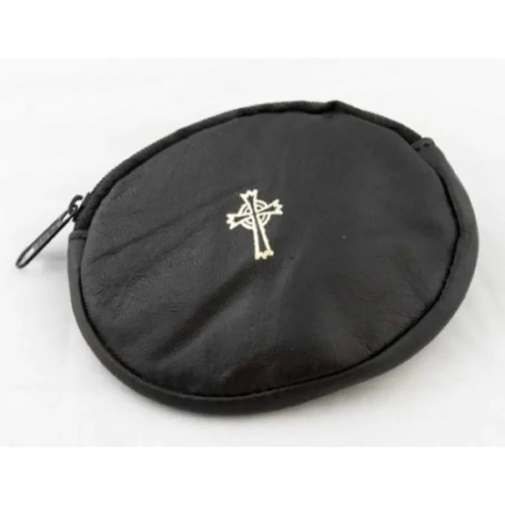 Soft Oval Leather Rosary Case - Brown or Black