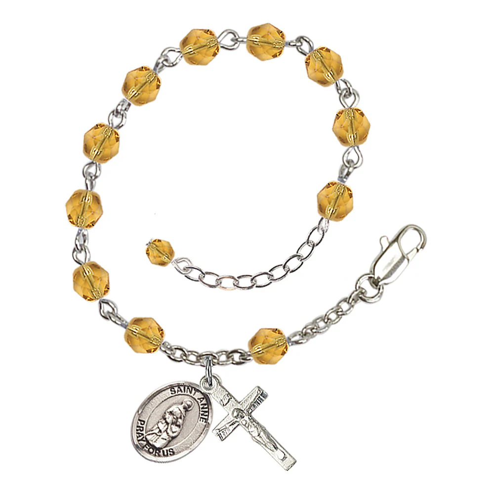St. Anne Crystal Birthstone Rosary Bracelet - Multiple Birthstones - Image 12