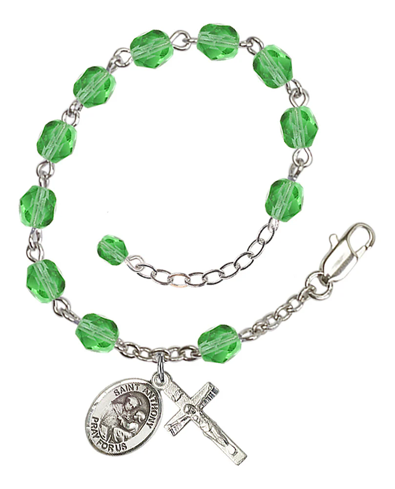St. Anthony of Padua Crystal Birthstone Rosary Bracelet - Multiple Birthstones - Image 2