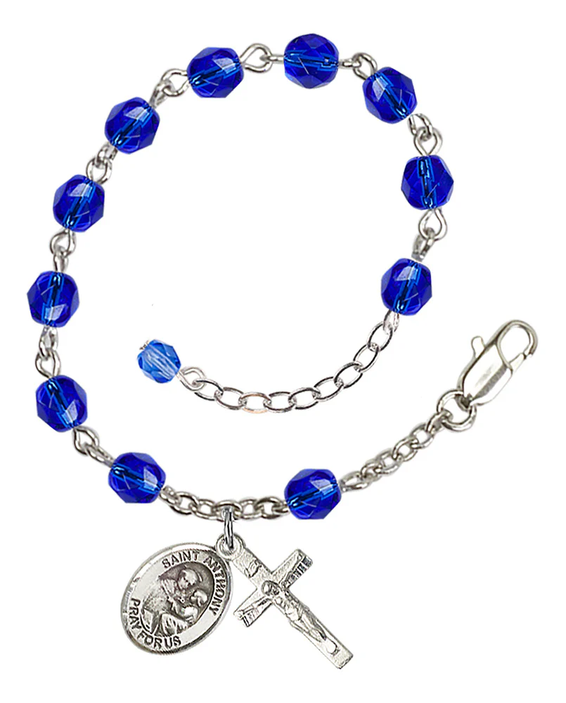 St. Anthony of Padua Crystal Birthstone Rosary Bracelet - Multiple Birthstones - Image 3