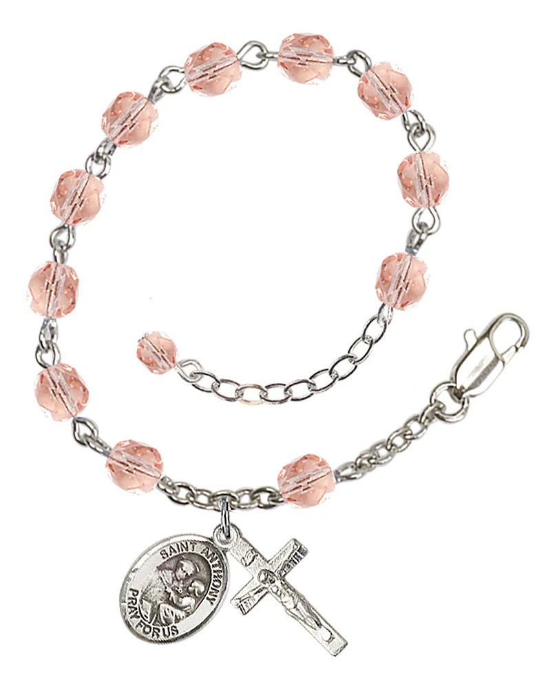 St. Anthony of Padua Crystal Birthstone Rosary Bracelet - Multiple Birthstones - Image 7
