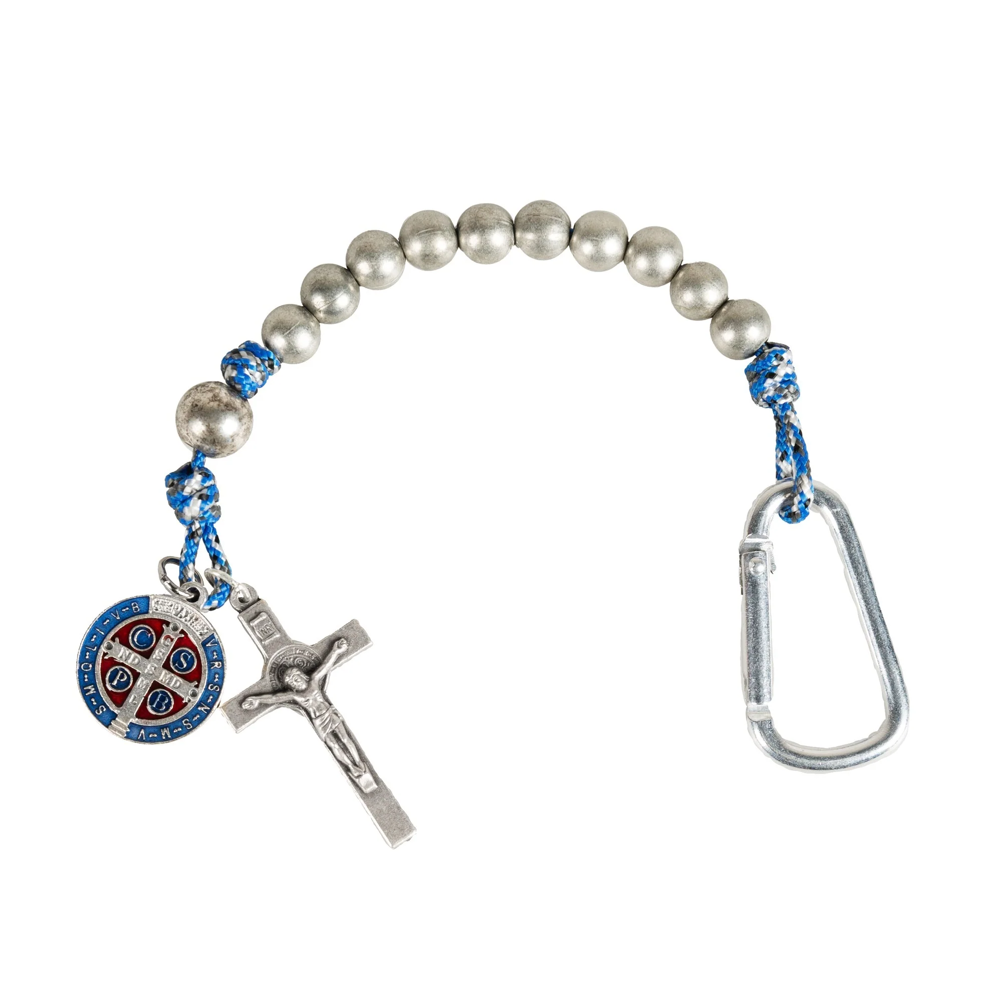 St. Benedict Blue Paracord Brave Beads Tenner Rosary - Image 3