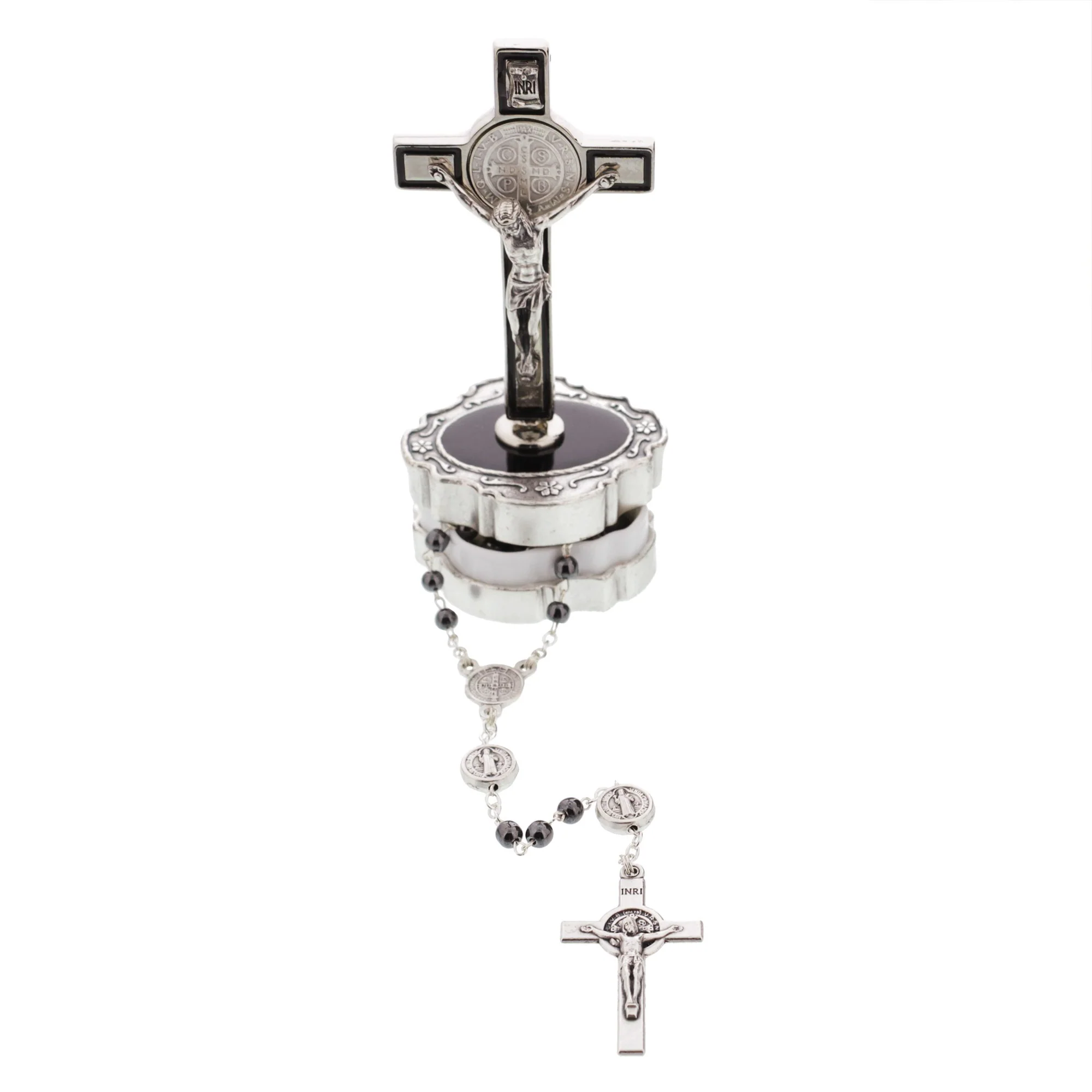 St. Benedict Cross Box with Hematite Rosary - Image 3