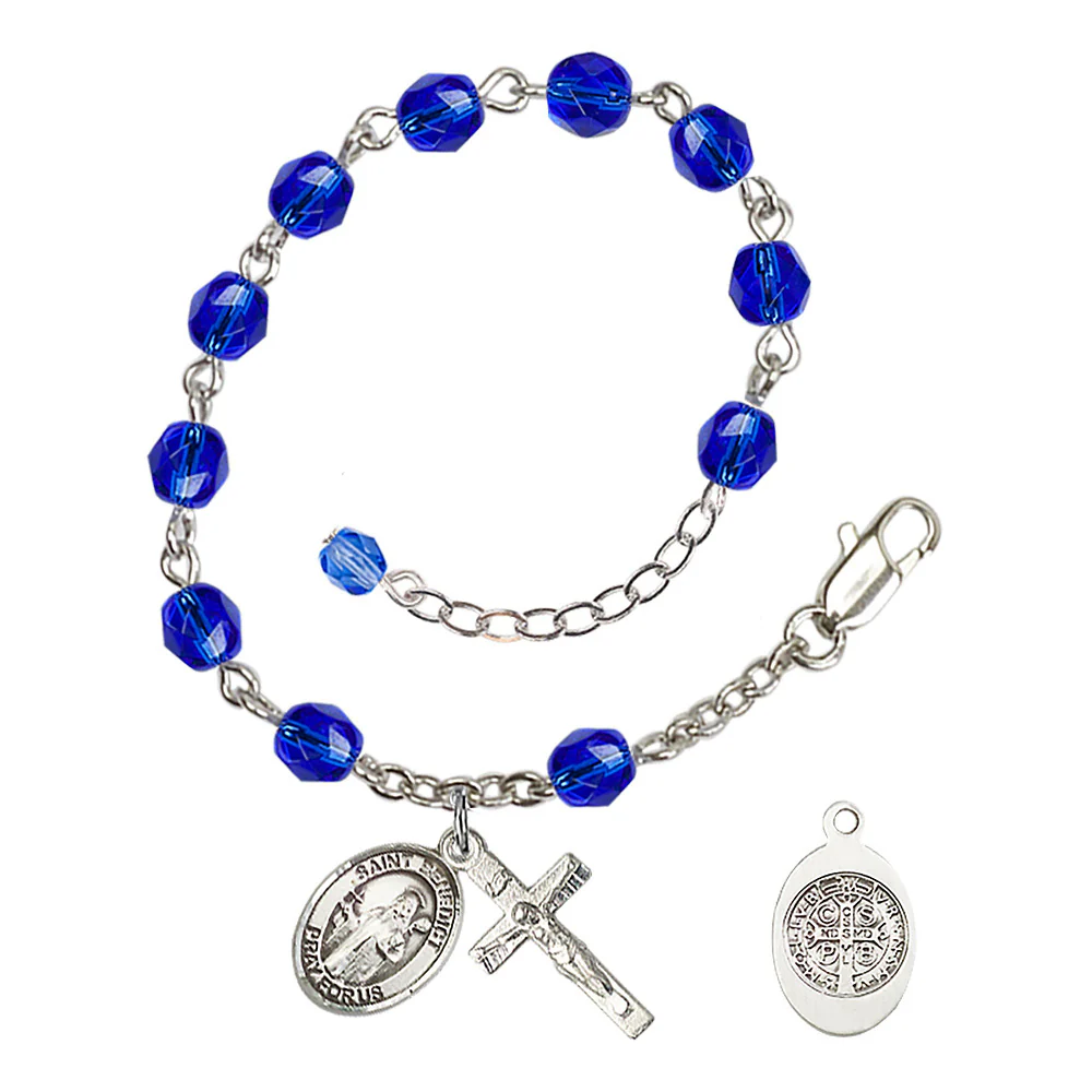 St. Benedict Crystal Birthstone Rosary Bracelet - Multiple Birthstones
