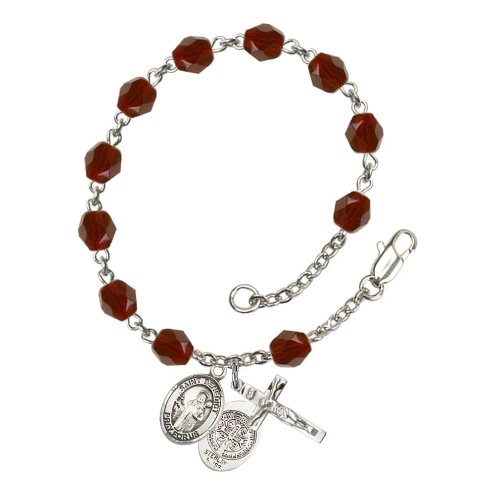 St. Benedict Crystal Birthstone Rosary Bracelet - Multiple Birthstones - Image 4