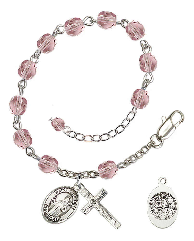 St. Benedict Crystal Birthstone Rosary Bracelet - Multiple Birthstones - Image 5