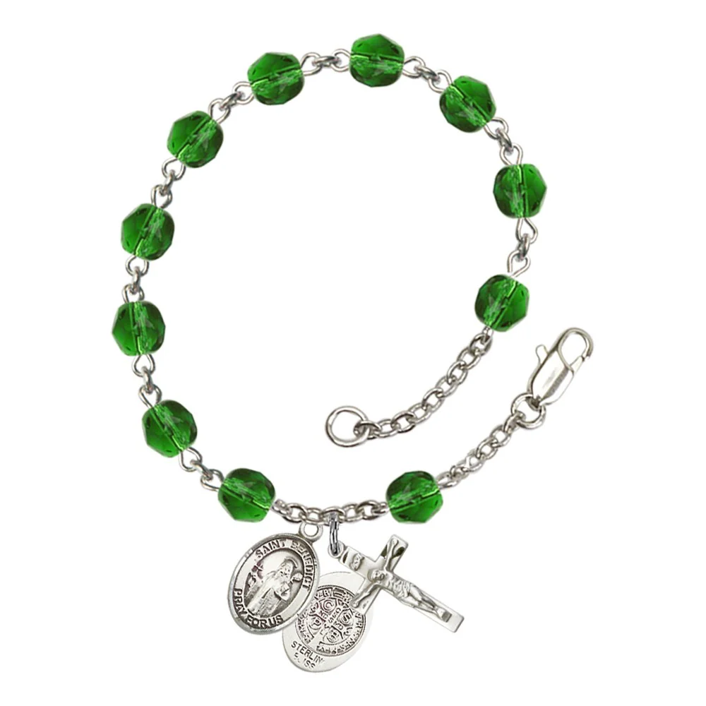 St. Benedict Crystal Birthstone Rosary Bracelet - Multiple Birthstones - Image 6