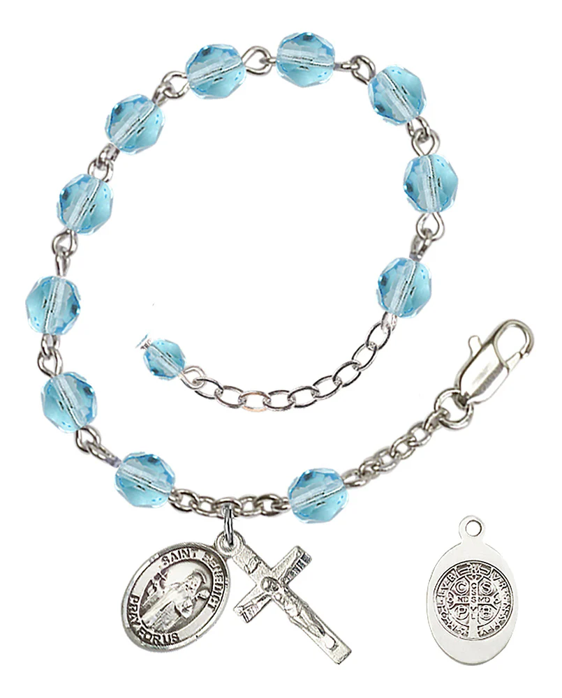 St. Benedict Crystal Birthstone Rosary Bracelet - Multiple Birthstones - Image 8
