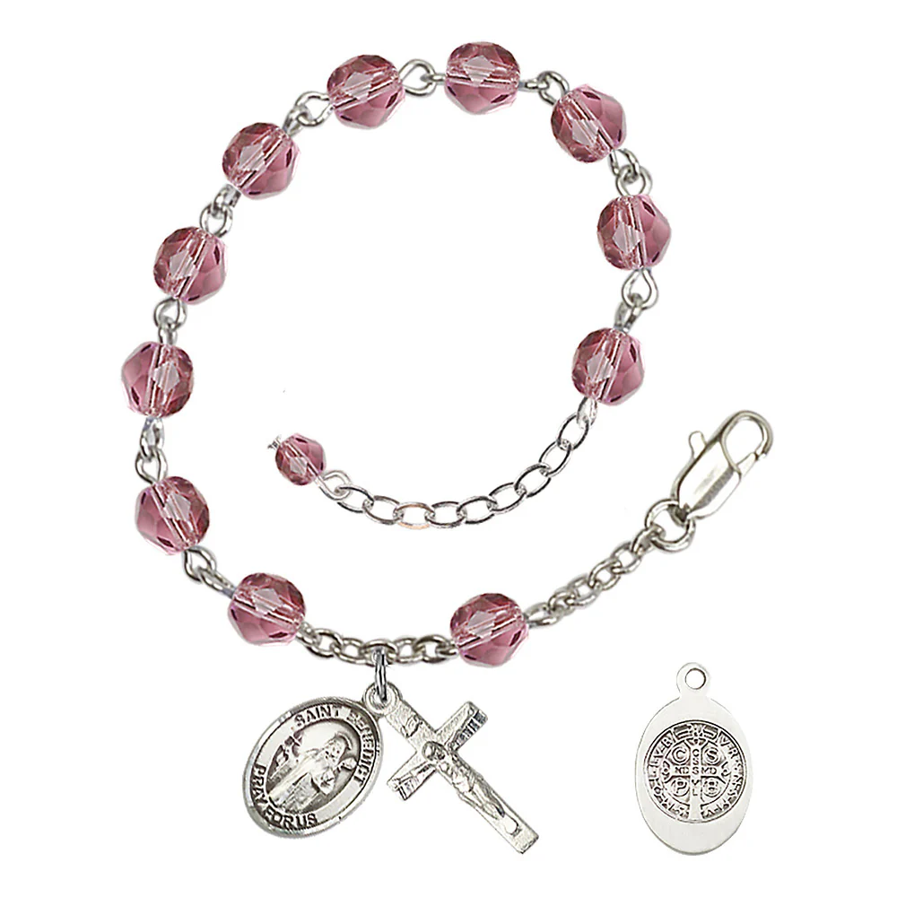St. Benedict Crystal Birthstone Rosary Bracelet - Multiple Birthstones - Image 9