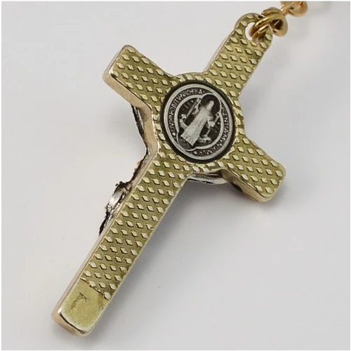 St. Benedict Gold Plated Black Rosary - Image 5