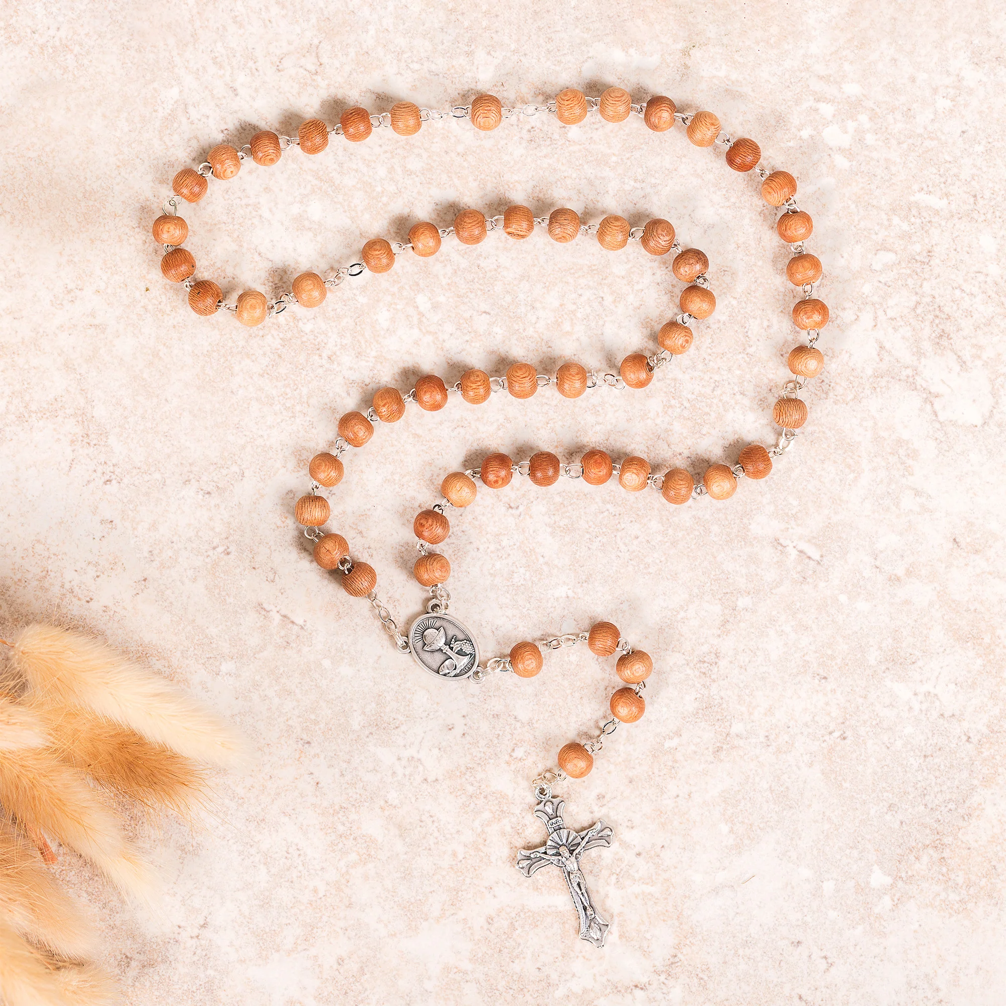 St. Carlo Acutis Sandalwood Rosary, Pin & Pouch Set - Image 3