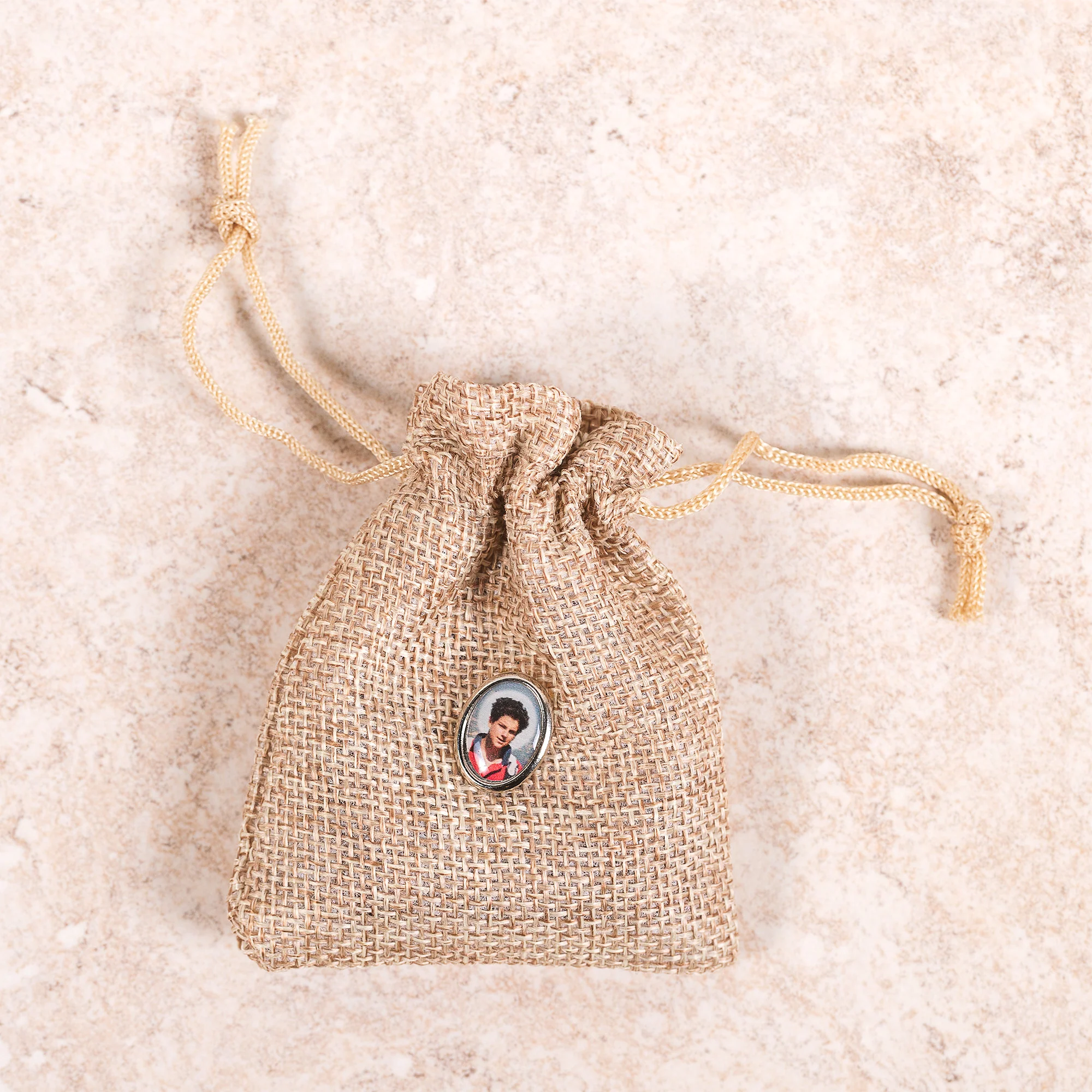 St. Carlo Acutis Sandalwood Rosary, Pin & Pouch Set - Image 4