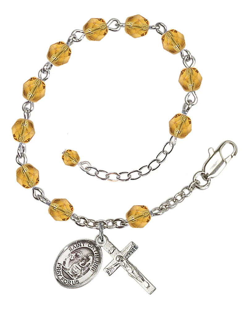 St. Catherine of Siena Crystal Birthstone Rosary Bracelet - Multiple Birthstones - Image 2