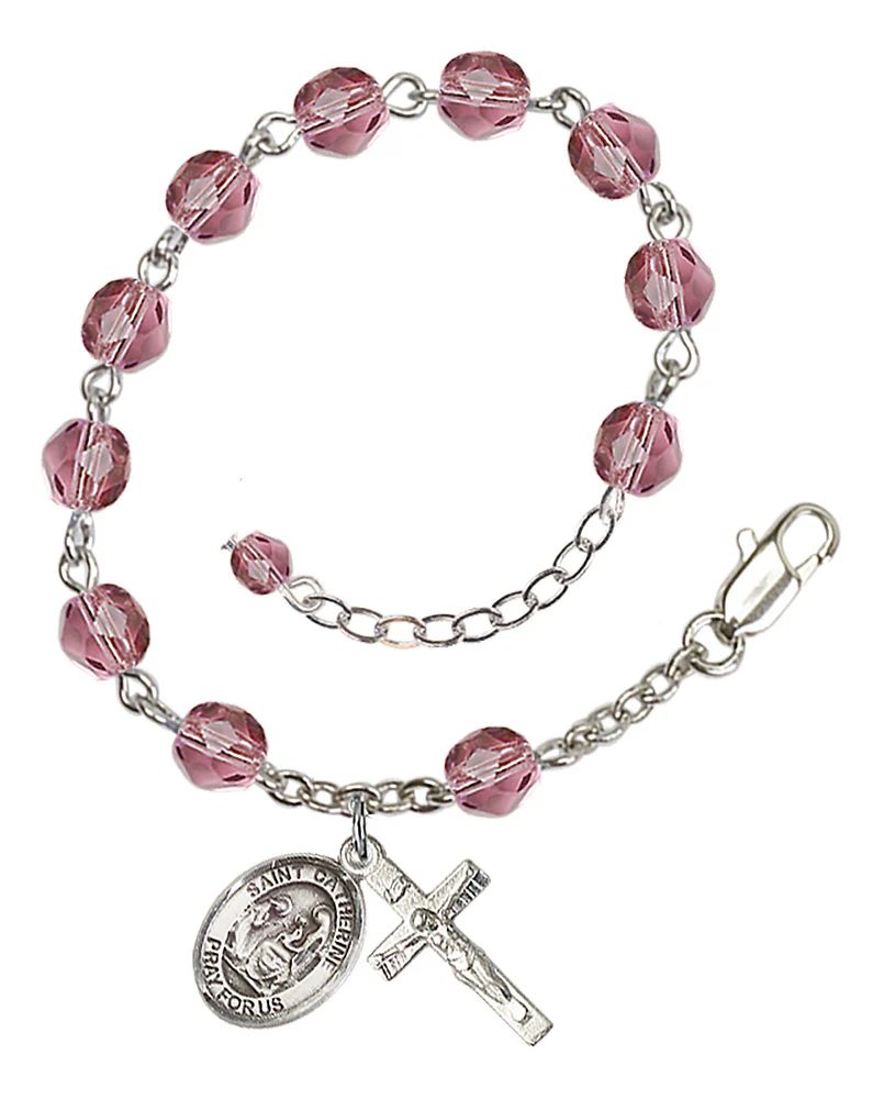 St. Catherine of Siena Crystal Birthstone Rosary Bracelet - Multiple Birthstones - Image 8