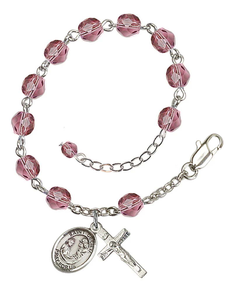 St. Cecilia Crystal Birthstone Rosary Bracelet - Multiple Birthstones - Image 11