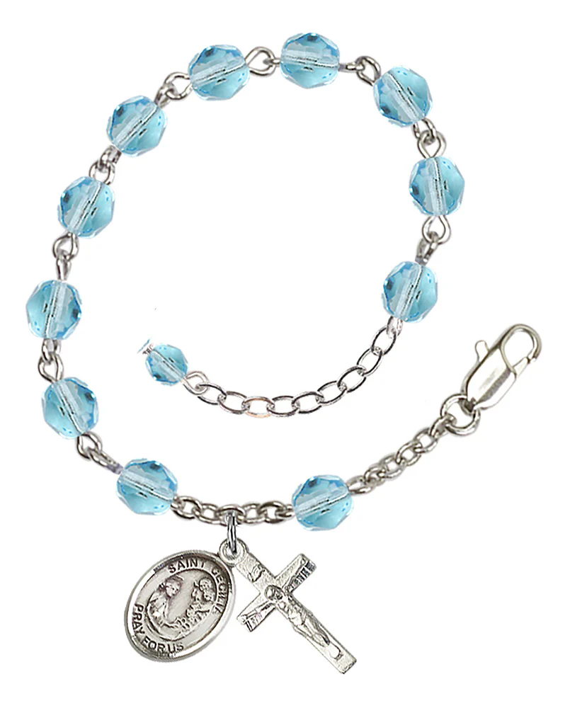 St. Cecilia Crystal Birthstone Rosary Bracelet - Multiple Birthstones - Image 12