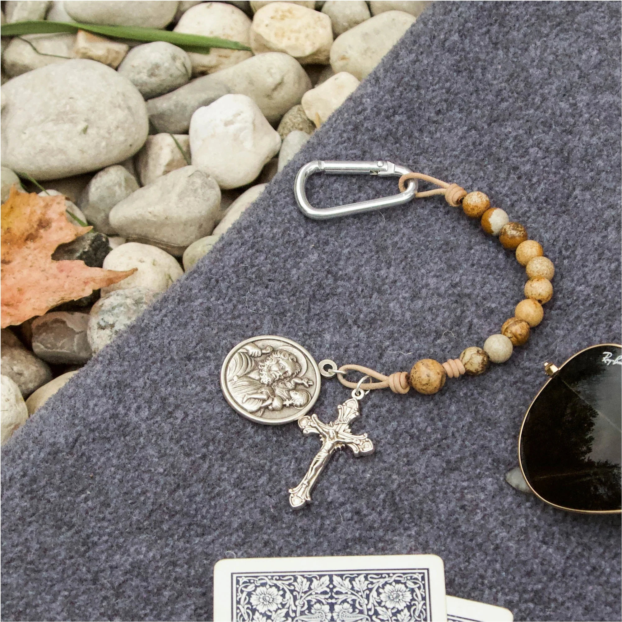 St. Christopher Brown Brave Beads Tenner Rosary - Image 2