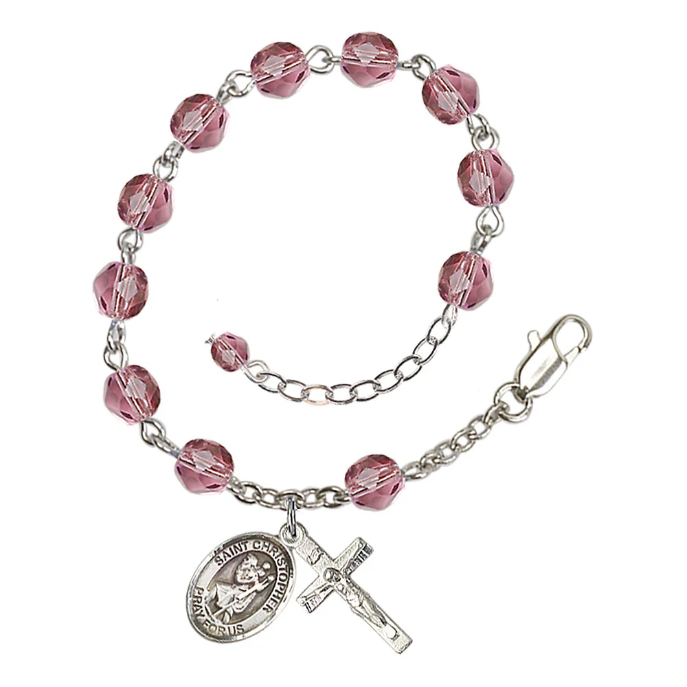 St. Christopher Crystal Birthstone Rosary Bracelet - Multiple Birthstones - Image 8