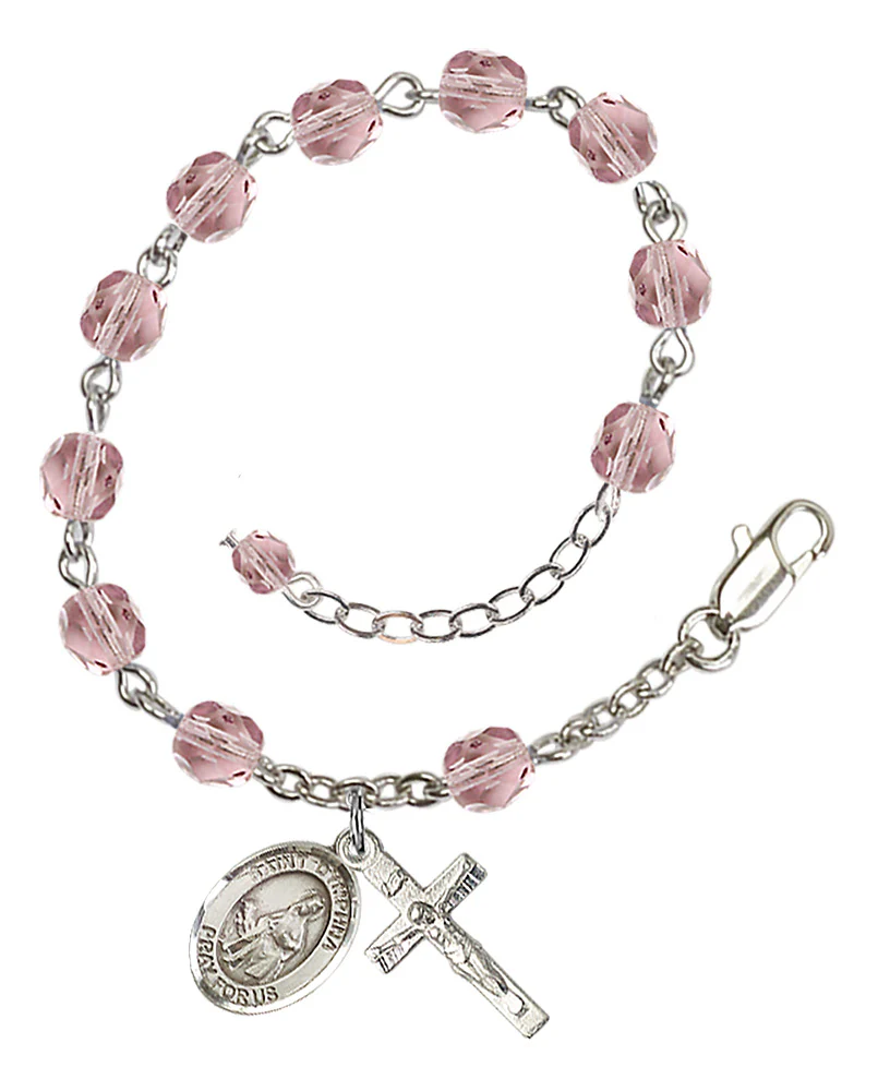 St. Dymphna Crystal Birthstone Rosary Bracelet - Multiple Birthstones - Image 4