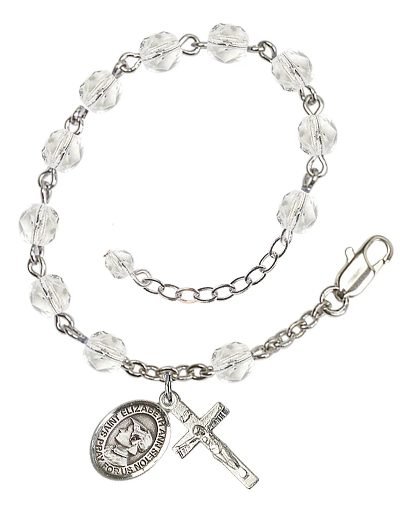 St. Elizabeth Ann Seton Crystal Birthstone Rosary Bracelet - Multiple Birthstones - Image 10