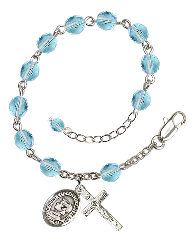 St. Elizabeth Ann Seton Crystal Birthstone Rosary Bracelet - Multiple Birthstones - Image 12